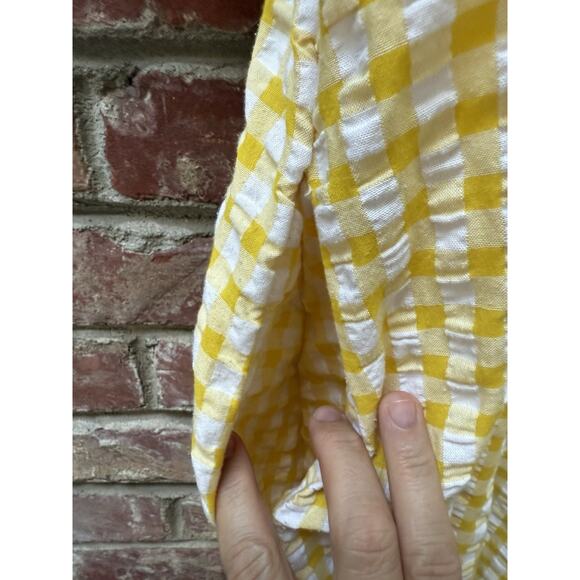 Old Navy Dress Large Yellow Gingham Seersucker Milkmaid Country Cottage Western - Picture 4 of 7